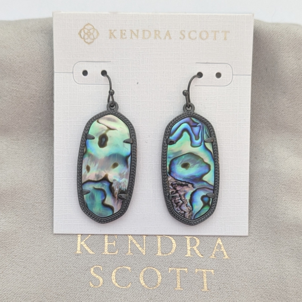 Kendra Scott Elle Gunmetal and Abalone Shell Earrings